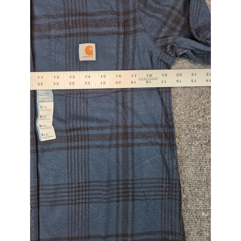 NEW Carhartt Flannel Tunic Shirt Womens Small Night Blue Relaxed Fit Midweight - Picture 3 of 9